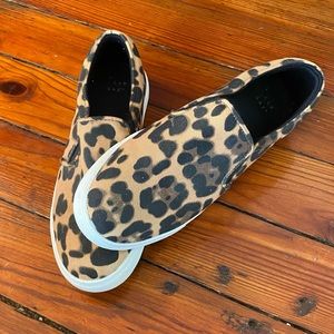 Leopard Print Slide On Sneakers Size 7 1/2